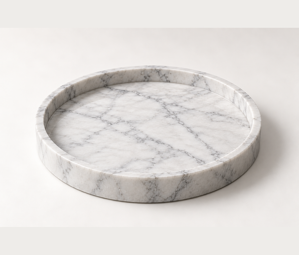 Carrara Marble Tray – Luxury Round Natural Stone Tray