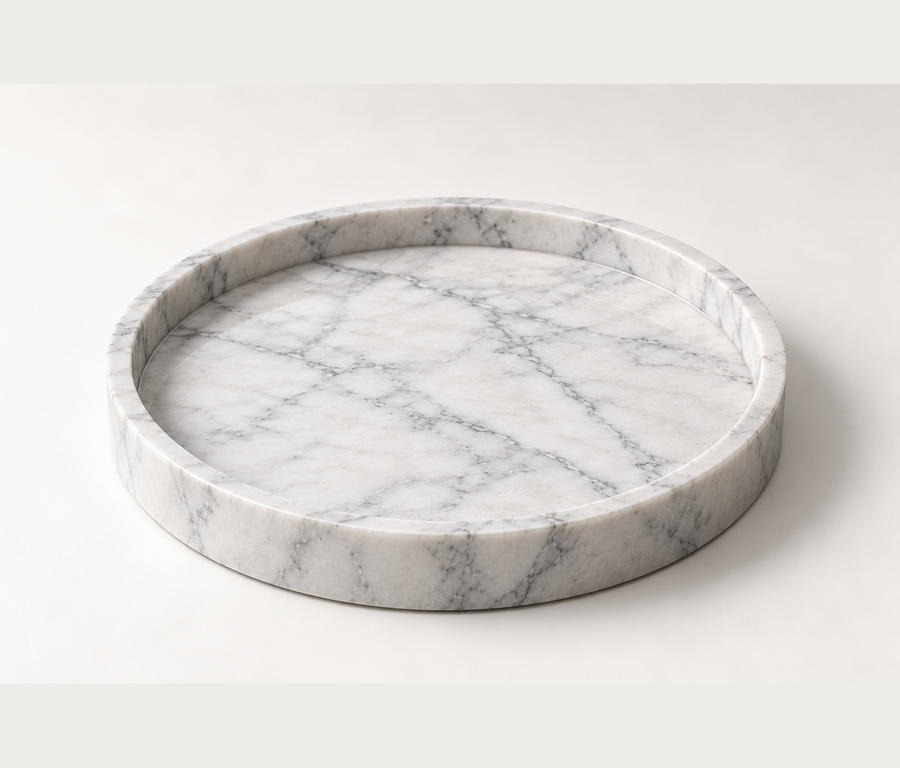 Carrara Marble Tray – Luxury Round Natural Stone Tray