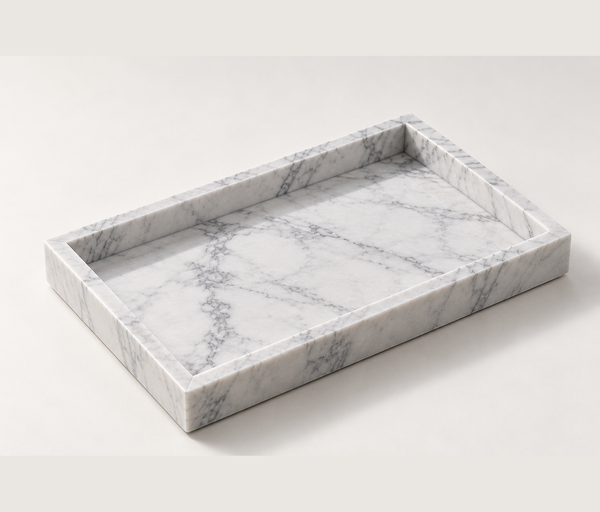 Carrara Marble Tray – Luxury Natural Stone Vanity & Decorative Tray