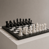 Black and white marble chess set with storage — Stone & Game
