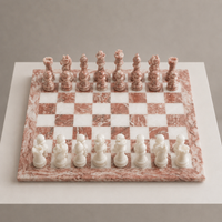 Pink and white marble chess board top view — Stone & Game