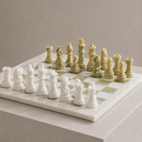 White and green onyx marble chess board — Stone & Game