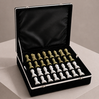 White and green onyx marble chess set with velvet storage case — Stone & Game