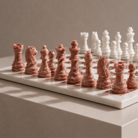 The Sienna — Red & White Marble Chess Set