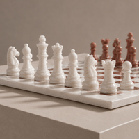 The Sienna — Red & White Marble Chess Set