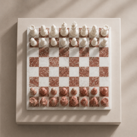 The Sienna — Red & White Marble Chess Set