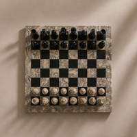Oceanic and black marble chess board top view — Stone & Game