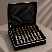 Oceanic and black marble chess set with velvet storage case — Stone & Game