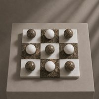 The Stone — Brown & White Marble Tic Tac Toe Set