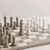 Close-up of grey and white marble chess kings — Stone & Game