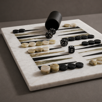 Green onyx marble backgammon set with dice in play — Stone & Game