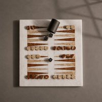 Brown and cream marble backgammon board top view — Stone & Game
