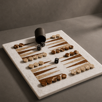 Brown and cream marble backgammon set on display — Stone & Game
