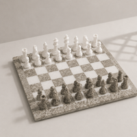 Grey and white marble chess board top view — Stone & Game