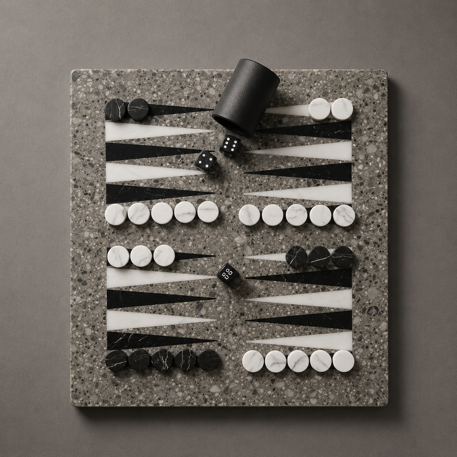 The Current — Oceanic & Black Marble Backgammon Set