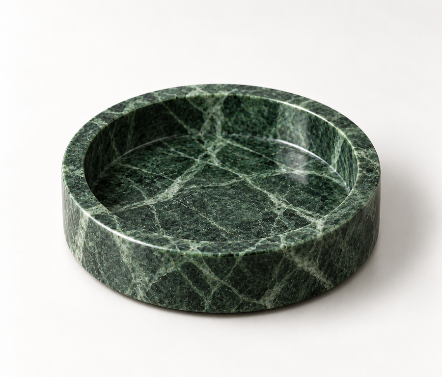 Round green marble catchall tray for jewelry and keys – Stone & Gem