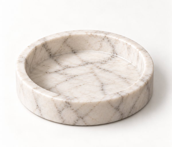 Round white marble catchall tray for jewelry and keys – Stone & Gem