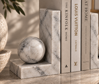 Carrara marble bookends in modern living room