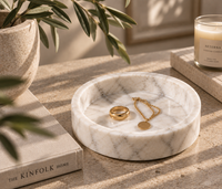 White marble catchall tray in bathroom interior