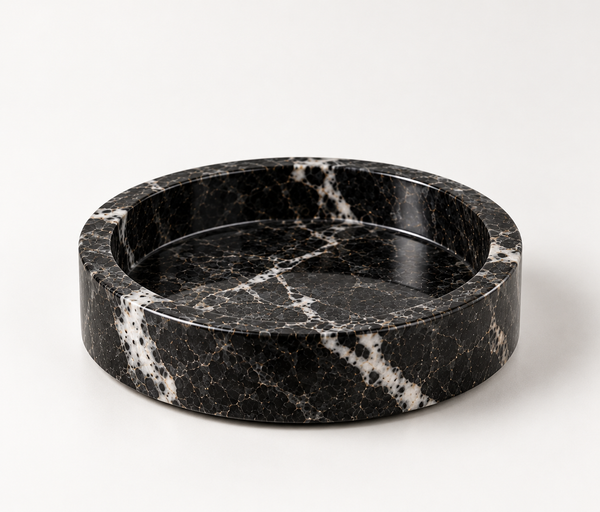 Round black marble catchall tray for jewelry and keys – Stone & Game