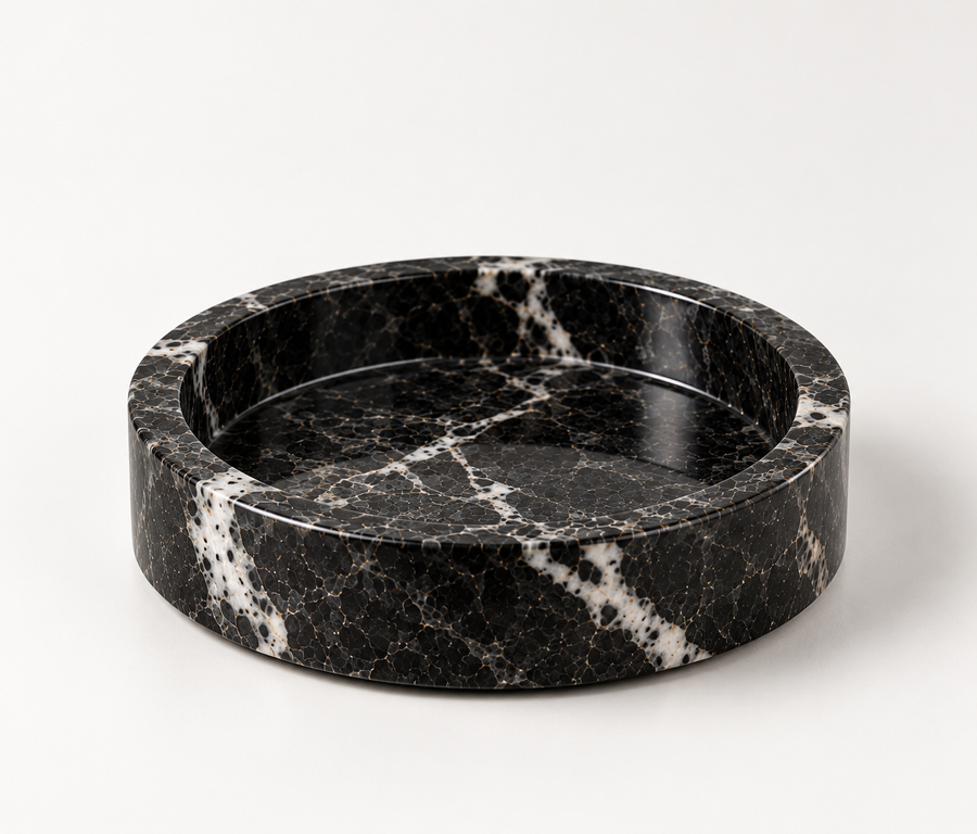 Round black marble catchall tray for jewelry and keys – Stone & Game