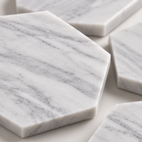 Carrara marble coaster set in Scandinavian home interior
