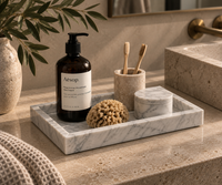 Carrara marble vanity tray on bathroom counter