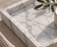 Carrara marble decorative tray in modern minimalist interior