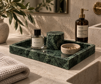 Green marble decorative tray in living room interior