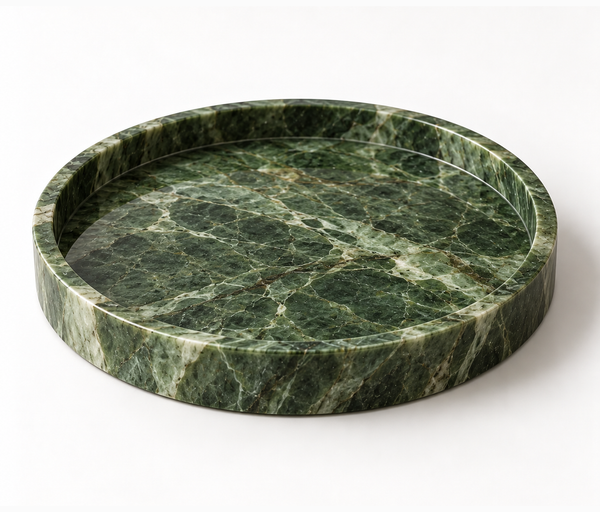 Green Marble Tray – Luxury Round Natural Stone Tray