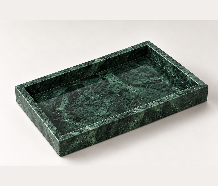 Green Marble Tray – Luxury Natural Stone Vanity & Decorative Tray